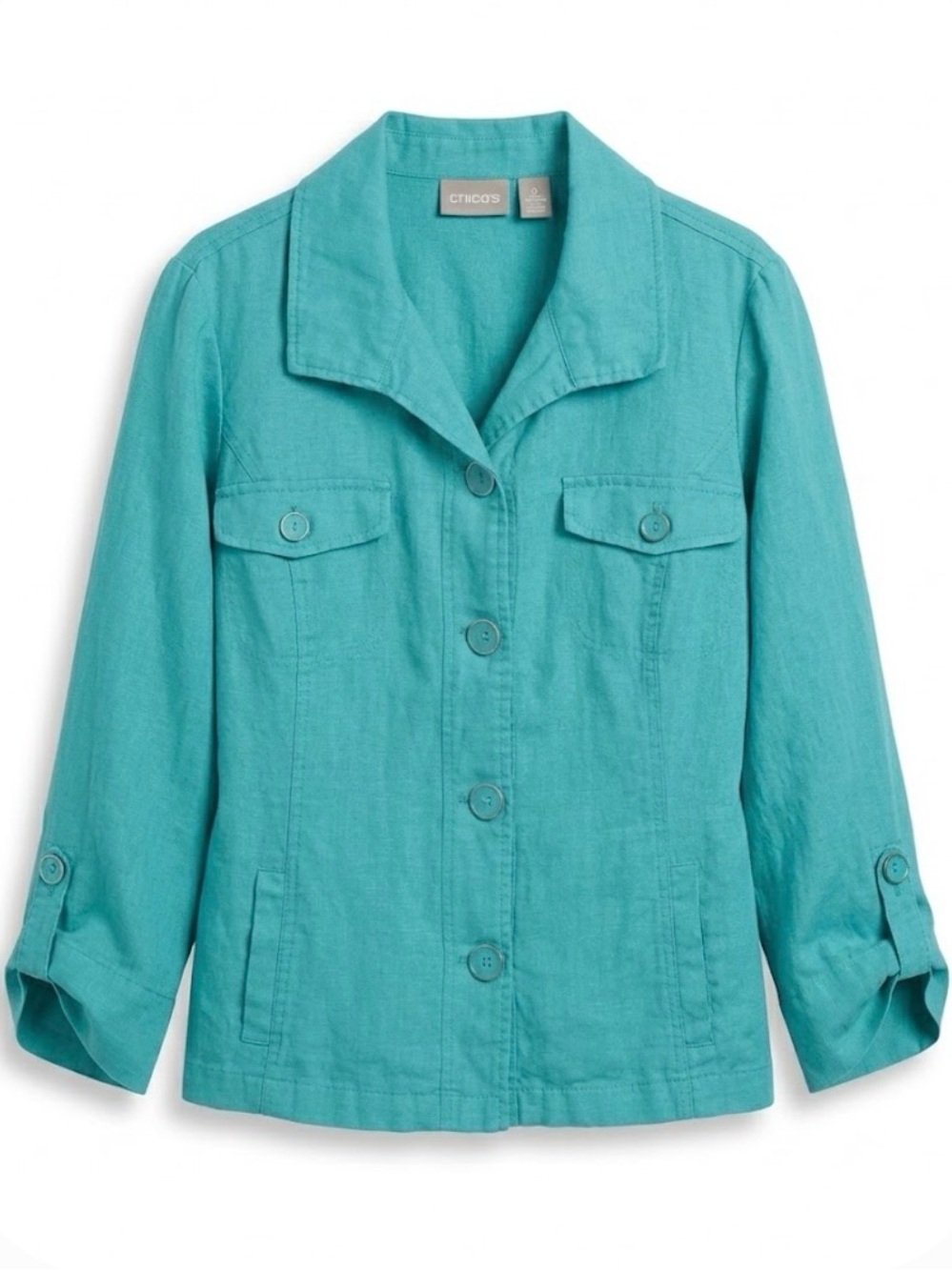 CHICO’S Button Up Jacket, Women’s Chicos 3, Teal